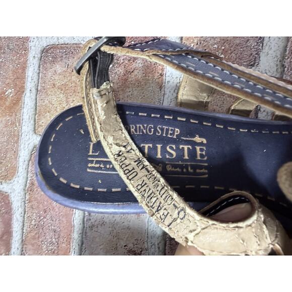 Spring Step L'Artiste Shoes Womens Size 10 Blue Wedge Sandals Leather Comfort - Picture 12 of 15